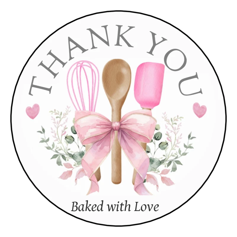 12 Personalized Baked With Love Stickers Labels Cooking Food Holiday Baking 2.5"