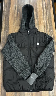NUEVO HURLEY PUFFER CHAQUETA INVIERNO CHAQUETAS/ABRIGOS NEGROS TALLA 6 4-7 AÑOS NIÑOS Foto 1 de 2