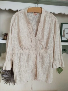 tunika bluse damen 48 50 Spitze Perlmuttknöpfe Crinklestoff - Bild 1 von 10