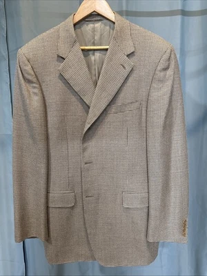 Canali Sports Coat, EU54, Silk and Wool, Beige Houndstooth Pattern - Image 1 of 4