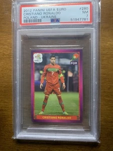 2012 Panini UEFA Euro Cristiano Ronaldo Poland-Ukraine PSA 7 - Picture 1 of 2
