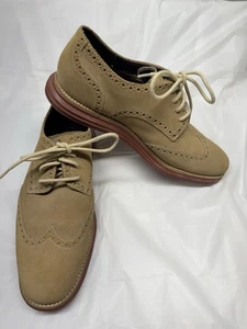 Zapatos Oxford Cole Haan Lunargrand de cuero gamuza tostado para hombre con cordones talla 9M - Imagen 1 de 9
