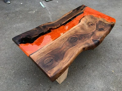 Resin Epoxy Wood Table Top Dining & Coffee Modern River Resin Table Custom Table - Image 1 of 4