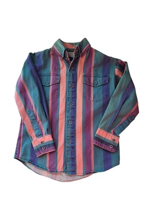 Vintage Wrangler Western Shirt Kids 8 Button Up Stripes Cowboy 90s - Image 1 of 4