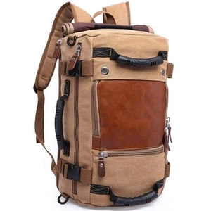 Travel Backpack,Canvas Duffel Bag for Traveling,Leather Vintage Travel Bags f... - Picture 1 of 9