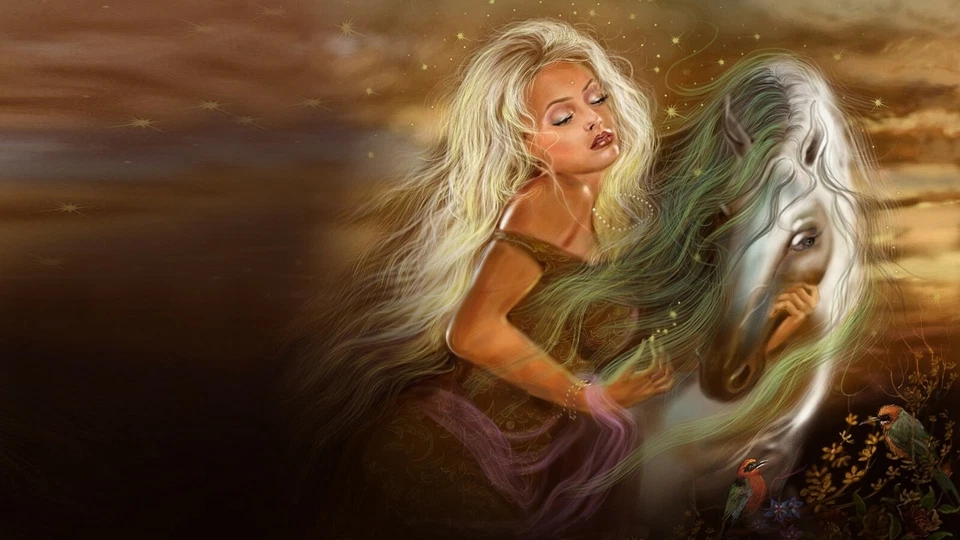 Laptop 17"  Notebook Netbook Skin Sticker Folie Schutz Aufkleber Mädchen Pferd - Bild 1 von 1