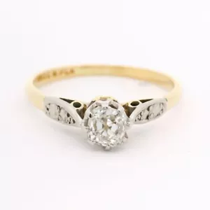Vintage 18ct Gold & Platinum Diamond Solitaire Ring - Picture 1 of 4