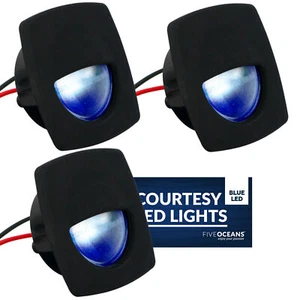 LED Companion Way Light 3 Pack Marine Courtesy Lights, Square, Blue LED - Bild 1 von 9