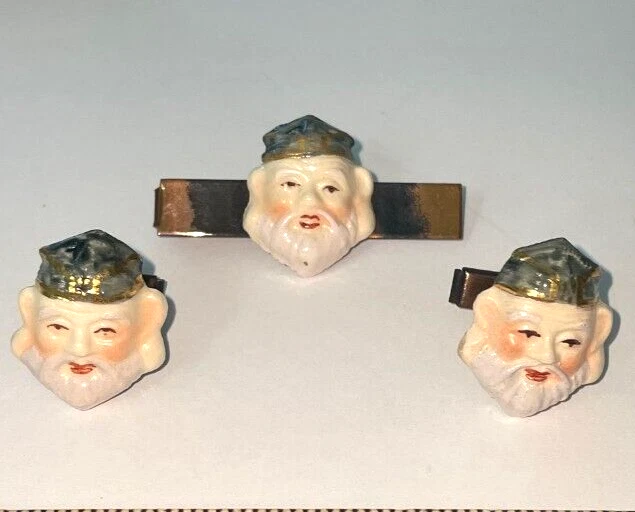 Gemelos y barra de corbata de porcelana pintados a mano japoneses de colección TOSHIKANE ENVÍO GRATUITO JCS Foto 1 de 4