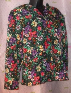 Blusa $72 ANDREA GAYLE PEPLUM por LESLIE FAY 10 PETITE BOTÓN FLORAL TEXTO SUAVE - Imagen 1 de 4
