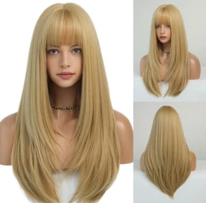 Long Straight Blond Hitzebeständiges Haar Cosplay Wig With Bangs - Bild 1 von 8