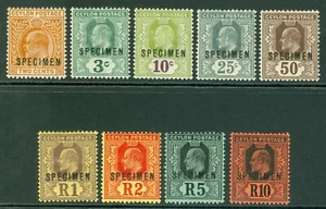 SG 292-300s Ceylon 1910. 2c-10r overprinted specimen set of 9. Fine fresh... - Picture 1 of 1