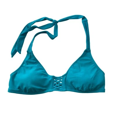 Top de bikini Mossimo halter tejido copas extraíbles azul azulado M Foto 1 de 2