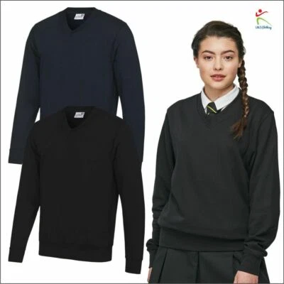 AWDis Academy Unisex Erwachsene Sweatshirt V-Ausschnitt weich Baumwolle Uniform Pullover Top