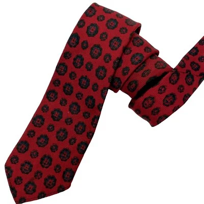 Gravata skinny vintage anos 50 Inglaterra vermelha CREST escudo estreito ROCKABILLY lã - Imagem 1 de 4