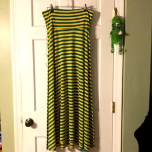 LulaRoe Medium Yellow and Teal Striped Maxi Skirt - Picture 1 of 5