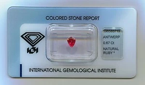 IGI Certified Thai Natural Ruby 0.67 carats Transparent RED - NO TREATMENT - Picture 1 of 7