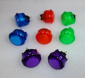 Japan Sanwa Crystal Buttons x 8 pcs OBSC-30-CVI CB CR CG Clear Video Game Parts - Picture 1 of 4
