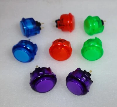 Japón Sanwa Cristal Botones x 8 piezas OBSC-30-CVI CB CR CG Transparente Videojuego Piezas Foto 1 de 4