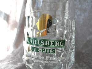 CLEARANCE KARLSBERG UR-PILS GERMAN BEER GLASS MUG BOTTOM SAYS FIVE MADE IN ITALY - Picture 1 of 7