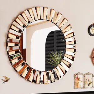 XL Enthusiasm Decorative Wall Accent Mirror Round for Entrance Hallway Bathroom - Picture 1 of 15
