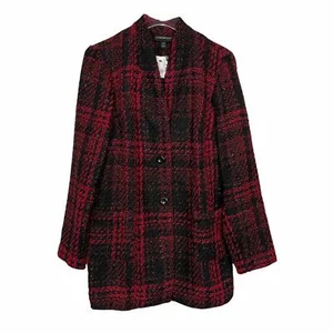 Lane Bryant schwarz/rot karierter schimmernder Mantel Größe 14/16 NEU - Bild 1 von 12