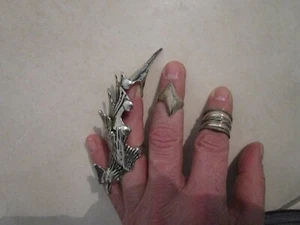 Set di gioielli gotici scuri 3 pezzi anello in argento, anello a maglie uccello argento antico - Foto 1 di 8