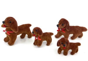Wagner Kunstlerschutz Dachshund Dog 1990s Family of 4 Flocked 1in 2in Labels Vtg - Picture 1 of 7