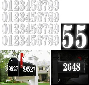 White Mailbox Numbers for Outside, Vinyl Waterproof Mailbox Number Stickers, Add - Picture 1 of 7