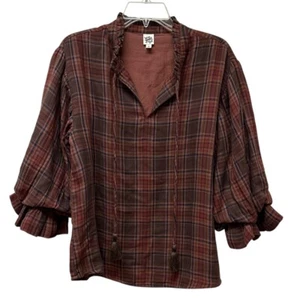 Ivy Jane Comfort & Joy Ballon Rüschenärmel Top Shirt kariert Baumwolle Gr. M - Bild 1 von 8