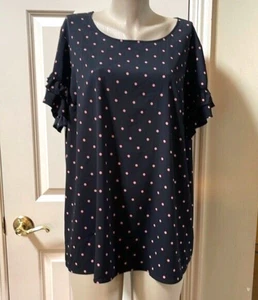 NWT Lane Bryant black/pink polka dot top, 24 petite - Picture 1 of 6