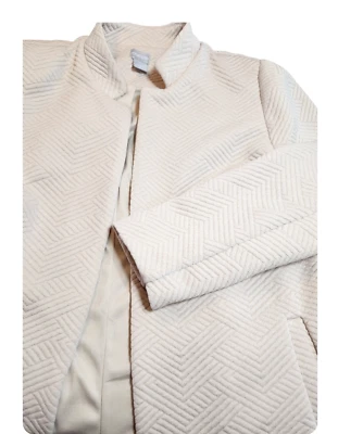 Blazer Chico's Chevron Jacquard Boyfriend Forrado Chaqueta Crema Abierta Talla 2 (L 12-14) Foto 1 de 4