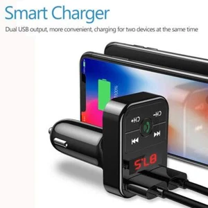 Dual USB Bluetooth Ladegerät KFZ Adapter FM Transmitter T0F6 J1R8 Radio MP3 U0B2 - Bild 1 von 12