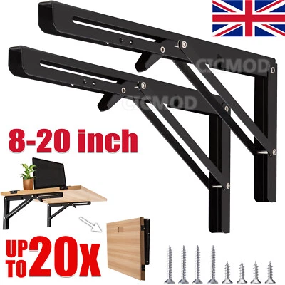 Campervan Folding Shelf Bracket Heavy Duty Motorhome Table Extension Wall Hinges - Image 1 of 4