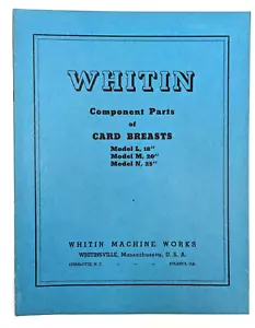 Whitin Machine Works “Component Parts of Card Breasts”, 1937, 19 Pages - Picture 1 of 5