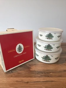 Juego de cuencos de metal Spode para anidar árboles de Navidad tapa de plástico almacenamiento excelente en caja - Imagen 1 de 18
