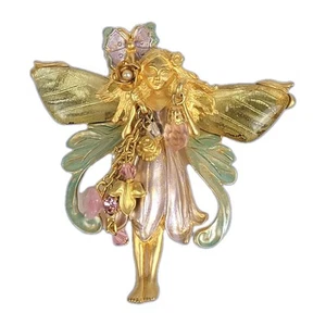 Kirks Folly Brooch Pin~Primrose Fairy Pixie Sprite Mystical~Dangle Charms - Bild 1 von 8