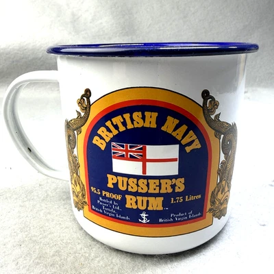 Taza grande esmaltada Pusser's Ron Marina Británica hecha en Inglaterra analgésico receta Foto 1 de 4