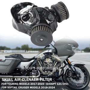 For Touring Road Glide 2017-23 Accessories Skull Air Cleaner Filter Intake Cover - Picture 1 of 18