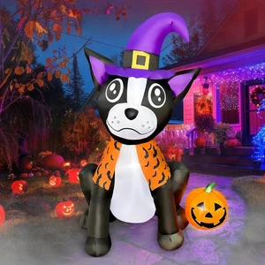 Perro inflable de Halloween de 4 pies con decoraciones de calabaza, blo de Halloween iluminado... - Imagen 1 de 6