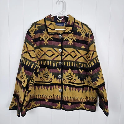 Jane Ashley 2x Casual  Aztec Western Tapestry Jacket Plus Yellow Gold Southwest - Image 1 of 4