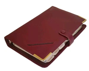 De colección Filofax 1986 Cuero Borgoña Borde Dorado Insertos Inc Hecho a Mano en Inglaterra - Imagen 1 de 16