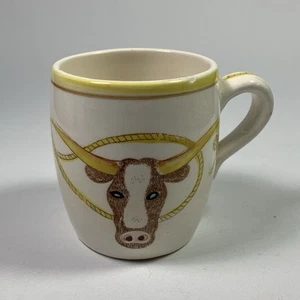 1950s Fred Roberts Longhorn Coffee Cup Cowboy Bull Spurs Western Decor - Picture 1 of 9