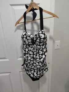 Traje de baño para mujer de una pieza con tiras push up estampado de calavera gótico XL - Imagen 1 de 3