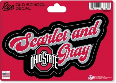 Ohio State Buckeyes Vintage Script Die-Cut Decal 5x3 Inches "Scarlet and Gray" - Image 1 of 2
