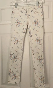 New Gap Kids 1969 Girls White Floral Super Skinny Stretch Denim Jeans Pants 10 R - Picture 1 of 9