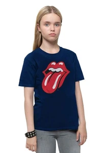The Rolling Stones Kids T Shirt Classic Tongue Official Navy Blue (Ages 3-14yrs) - Picture 1 of 4
