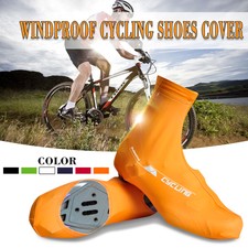 orange cycling overshoes