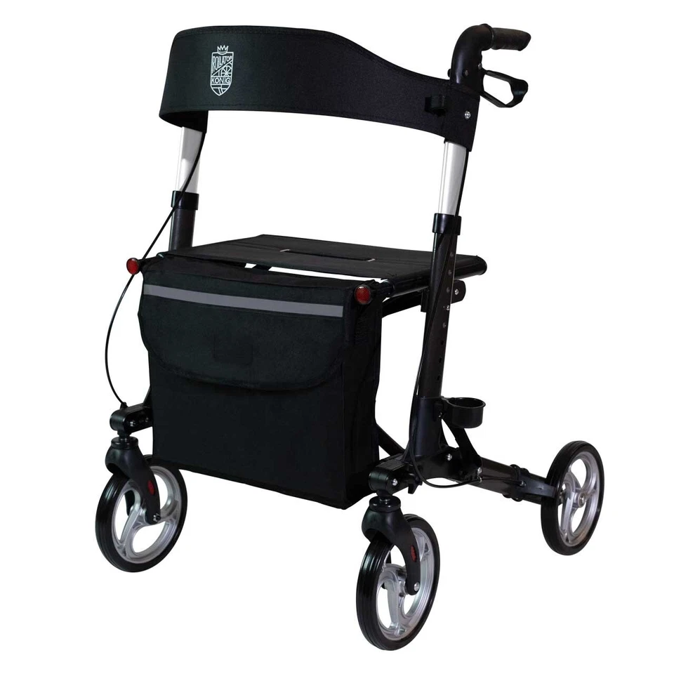 Rollator mit Gummireifen Sitz Lehne und Tasche. Leicht kompakt faltbar aus Alu - Bild 1 von 1