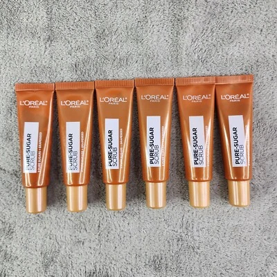 6 Pack L'Oreal Pure-Sugar Scrub Mini Smooth & Glow Face & Lips .67oz ea Lot of 6 - Image 1 of 4